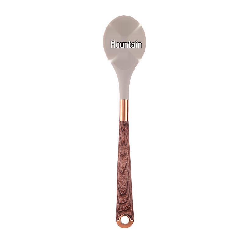 12-Piece Silicone Wood-Grain Non-Stick Cookware Set with Heat-Resistant Spatula and Spoon