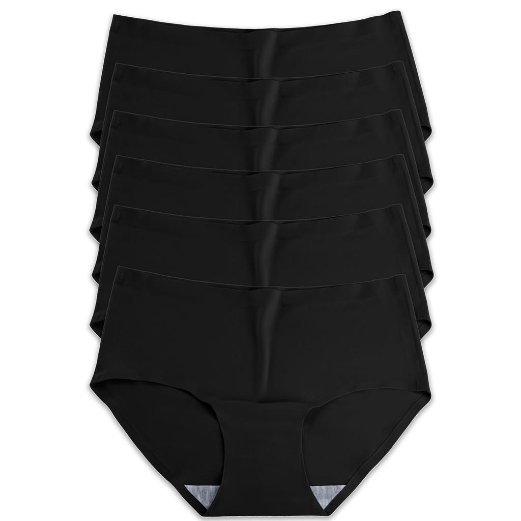 SETSUGEN Set of Straight Size Seamless No Soft Solid Color 6-Piece Women's Panties, Edge, Black, L, Panties, Lines, Colors, Breathable, Stretchy,