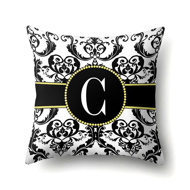 Polyester Pillow Case Home Decoration Geometric Print 26 English Letters Bedside Cushion Cover