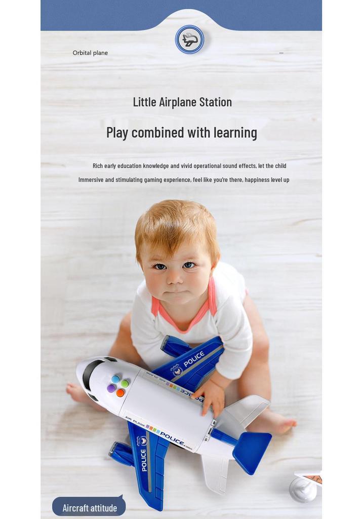 Children's Inertial Toy Car Set with Airplane and Music
