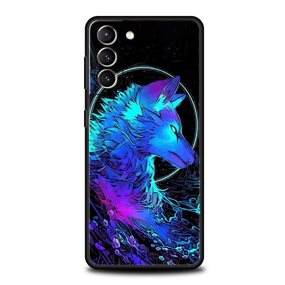 Wolf Animal Case For Samsung Galaxy S22 Ultra S21 S20 FE 5G S10 S9 S24 Plus S10E S23 Phone Cover Black Silicone Soft