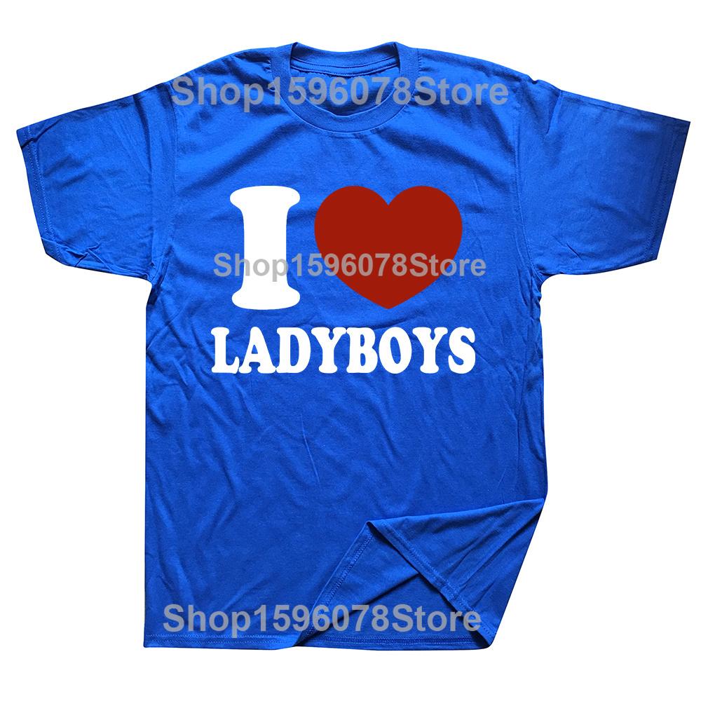 Amo Corazón Ladyboys Divertido Amante de Asia Tailandia Camisetas Ladyboy Moda Hombre Camiseta Casual 100% Algodón Suelta Oversize
