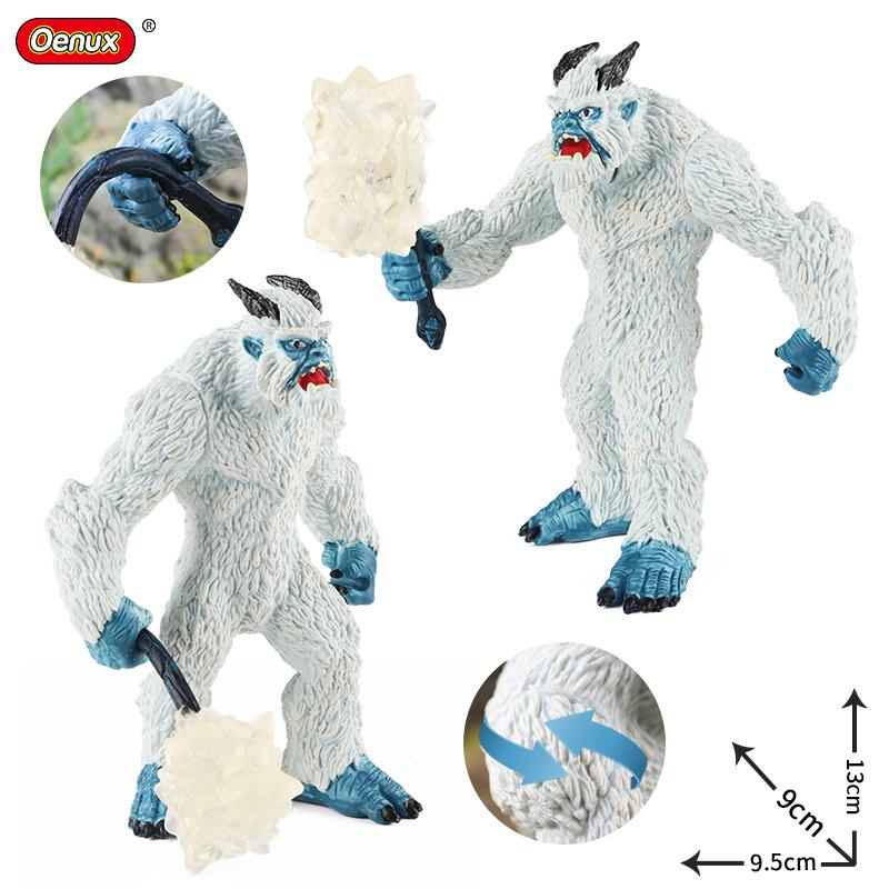 Oenux Original Savage Dinosaurs Myth Dragon Animals Model Fire Bull Octopus Monster Crab Action Figures Kids Collection Toy Gift