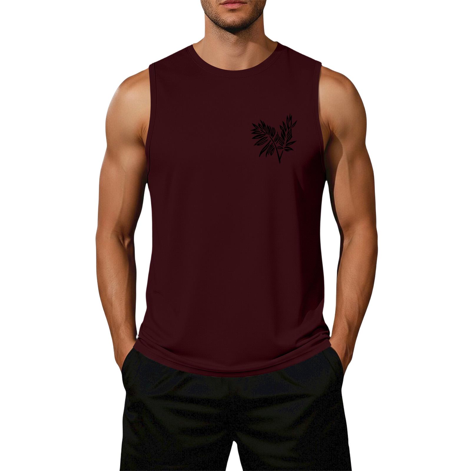 

Men s Loose Fit Sleeveless Casual Tank Top Flag Inspired Graphic Print Lightweight Summer Shirt for Outdoor Activities and Everyday Wear XXXXL винний