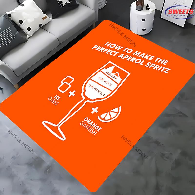 Tappeto Stampato con Motivo A Aperol S Spritz, Banda Classica 3D, Tappeto Nuova Uscita per Soggiorni, Camere da Letto, Aree Ufficio, Tappetino Lavabile