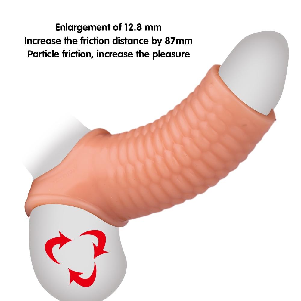 Silicone Riutilizzabile Manicotto Del Pene Flessibile Glande Ingrandimento Del Pene Extender Ritardo Eiaculazione Cock Ring Manica Giocattoli Adulti Del Sesso Per Gli Uomini