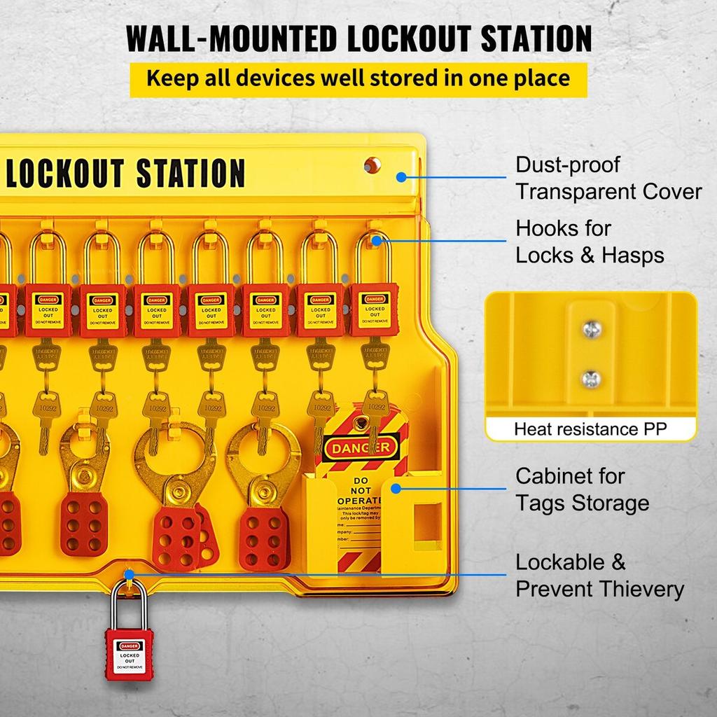 58 PCS Lockout Tagout Kits, Electrical Safety Loto Kit Includes Padlocks, Lockout Station, Hasp, Tags & Zip Ties, Lockout Tagout Safety Tools for