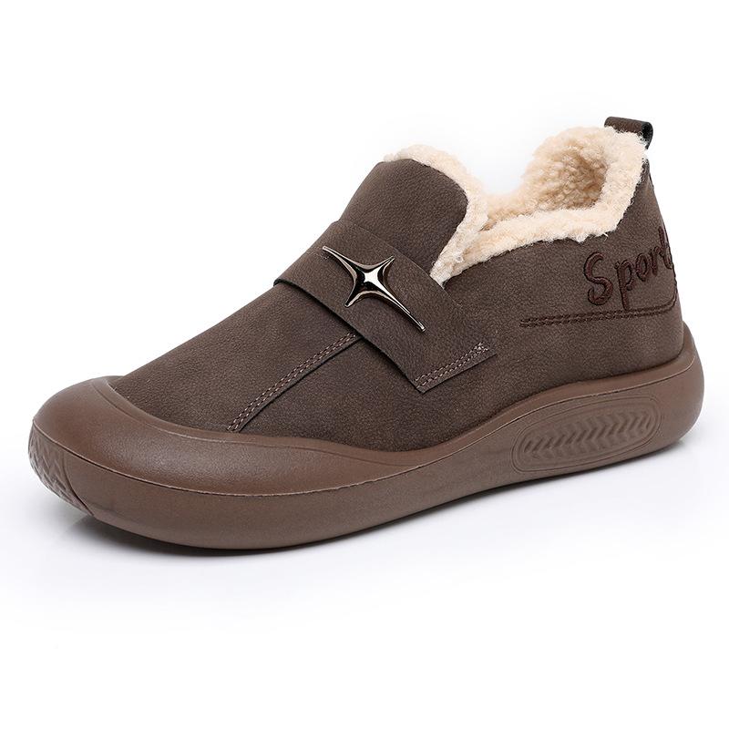 Boken Shoes Women's Winter New Collection with Velvet Warm Cotton Shoes Women's Thick Soled Snow Boots Casual Cotton Boots