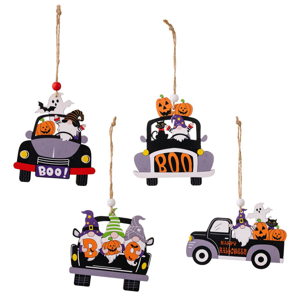 Wooden Pumpkin Charming Gnome Car Hanger Delightful Halloween Spirit Decor