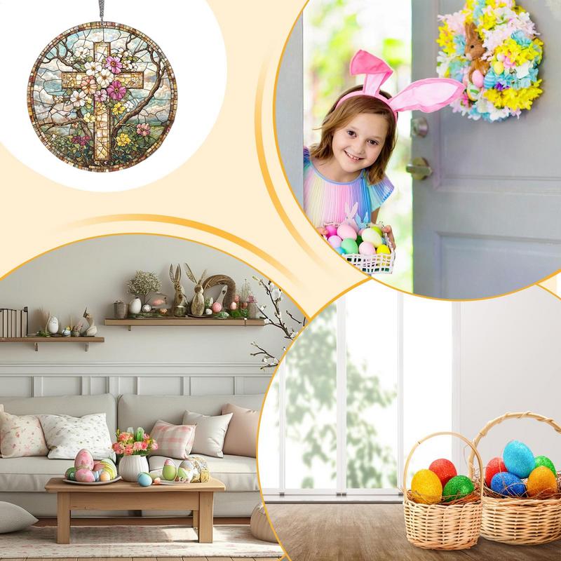 Flower Suncatchers Christian Acrylic Sun Catcher Stained Hangings Religious Home Decoration Flower Design For Window Wall Door