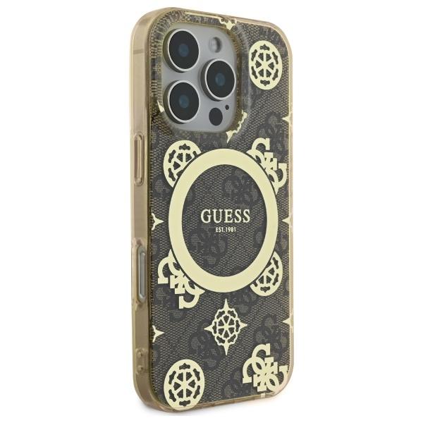 Guess Guhmp16Lh4Pyeew Iphone 16 Pro6.3 Brązowy/Brown Hardcase Iml Peony On 4G Background Magsafe