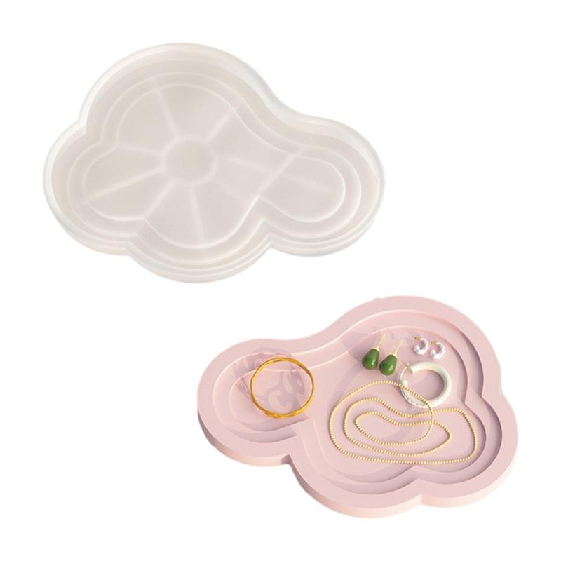 Storage Tray Plaster Silicone Mold DIY Jewelry Display Plate Epoxy Resin Mould Irregular Cloud Shape Cement Dish Making