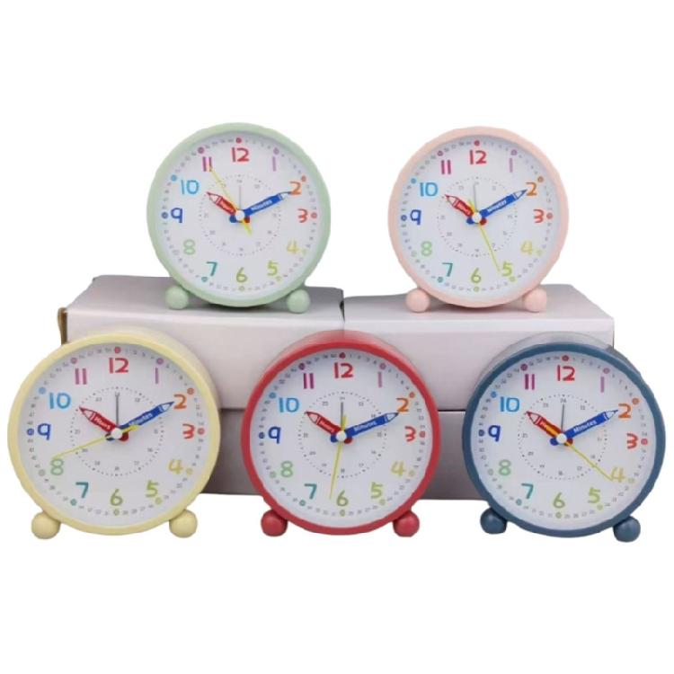 Kids Alarm Clock Bedsides Girls Boys Quiet No Ticking Battery Operated Analog Clock with Night Light Colorful Design