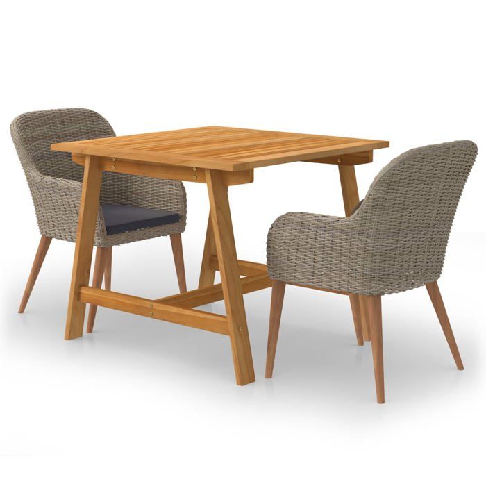 Maison Exclusive - Ensemble à manger de jardin 3 pcs Marron