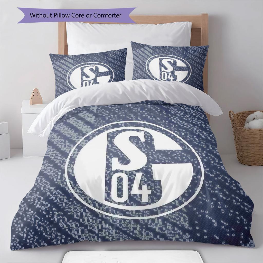 Biancheria da letto con motivo FC Schalke 04, Set piumone Copripiumino Federa Regalo di Compleanno per la Casa(1 * copripiumino + 2 * federa, senza nucleo)
