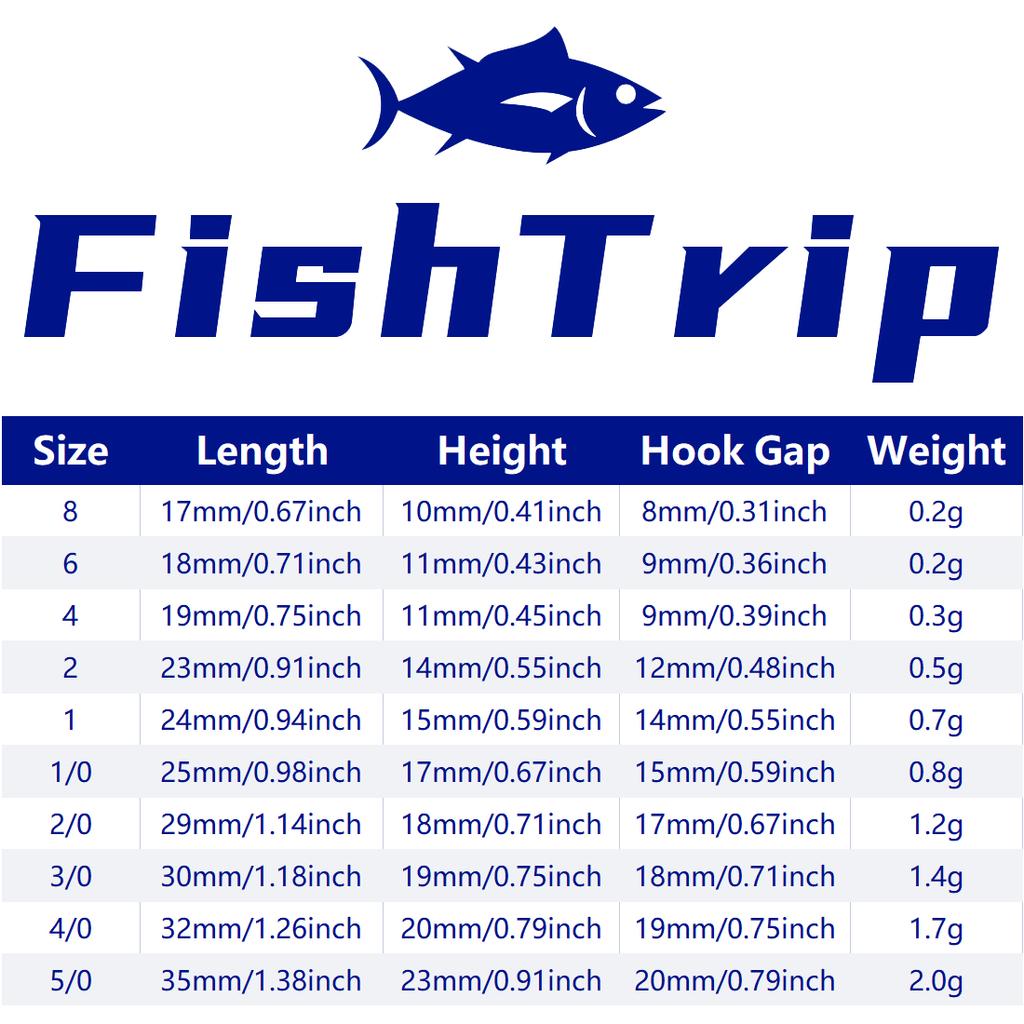 FishTrip Inline Single Hooks 25pcs Replacement Hook Lures Hook Wide Gap for Treble Replacement