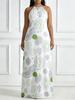 European and American fashion, slim fit, elegant and simple, full body printing, atmospheric temperament, high split-end women's clothing, summer