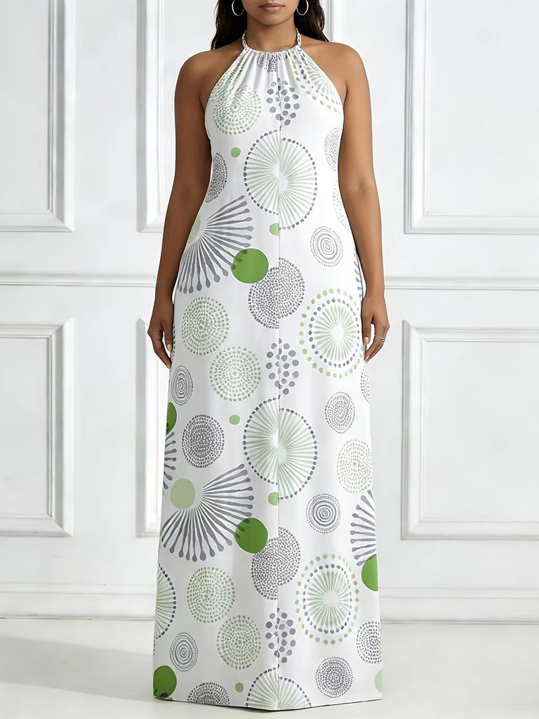 European and American fashion, slim fit, elegant and simple, full body printing, atmospheric temperament, high split-end women's clothing, summer
