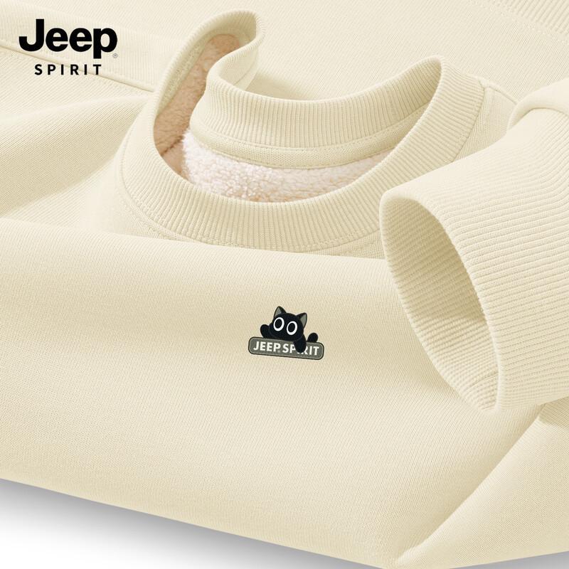 JEEP SPIRIT Men's 2025 Plush Lamb Wool Round Neck Sweatshirt