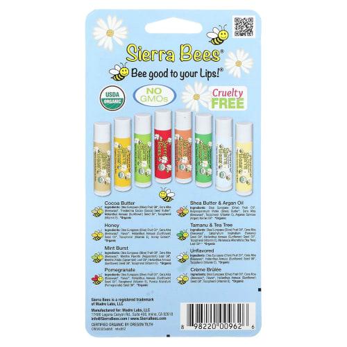 Sierra Bees, Organic Lip Balm Combo Pack, 8 Pack, .15oz  4.25g  Each Multicolor