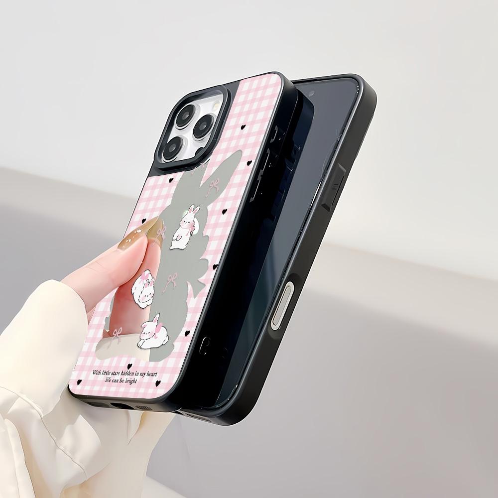 Mirror Phone Case for iPhone 15 11 13 14 for 15 16 Pro Max 12 13 16 Pro Cloud Flower and Animal Cute Style Phone Case