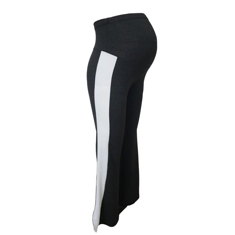 Umstandshose mit weitem Bein, hoher Taillenstütze, seitlichem Schlitz, Color-Block-Design, bequem für den täglichen Gebrauch
