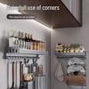 60cm No-Drill Wall-Mounted Kitchen Storage Rack with Chopstick/Knife Holders & 6 Hooks