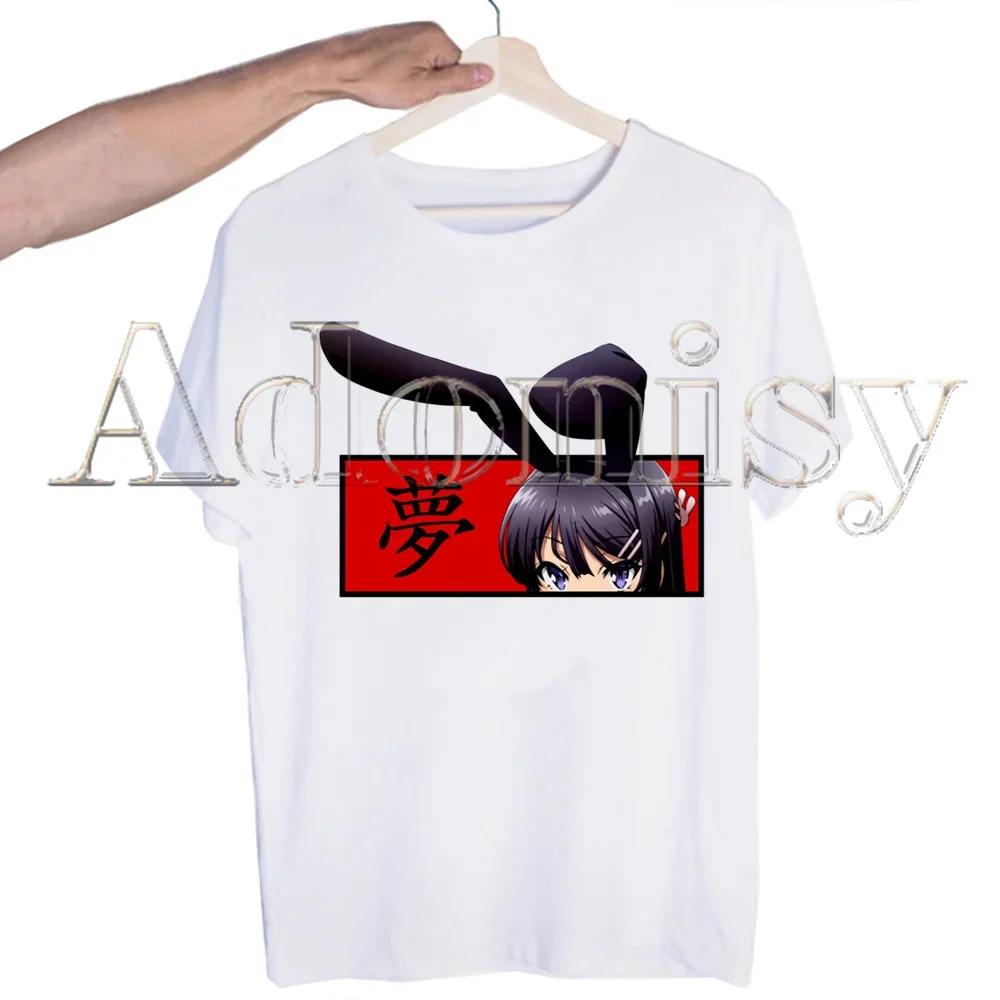 Bunny Girl Senpai Sakurajima Mai Printed T Shirt  Unisex Retro Washed Tops Tees Harajuku Tshirt Streetwear Hip Hop Male T-shirts Shirt