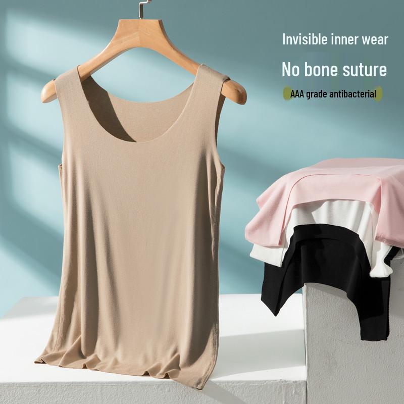 Canottiera Donna Senza Cuciture in Modal - Spalline Sottili, Anti-Trasparenza, Seta Ghiacciata, Senza Maniche, Taglia Larga Sottile; Ideale come strato base o capo esterno.
