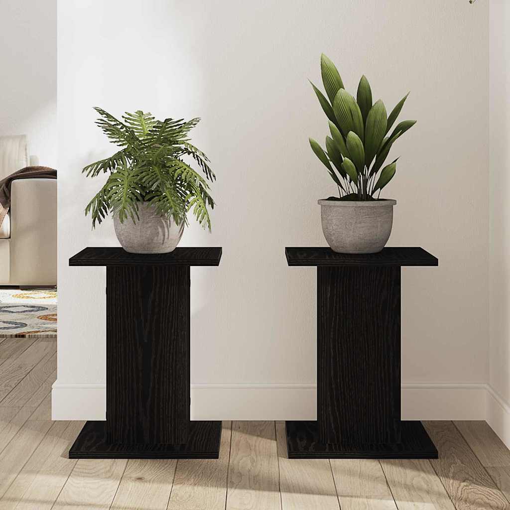 Plant Stand 2 pcs Black Oak Effect 30 x 30 x 40 cm