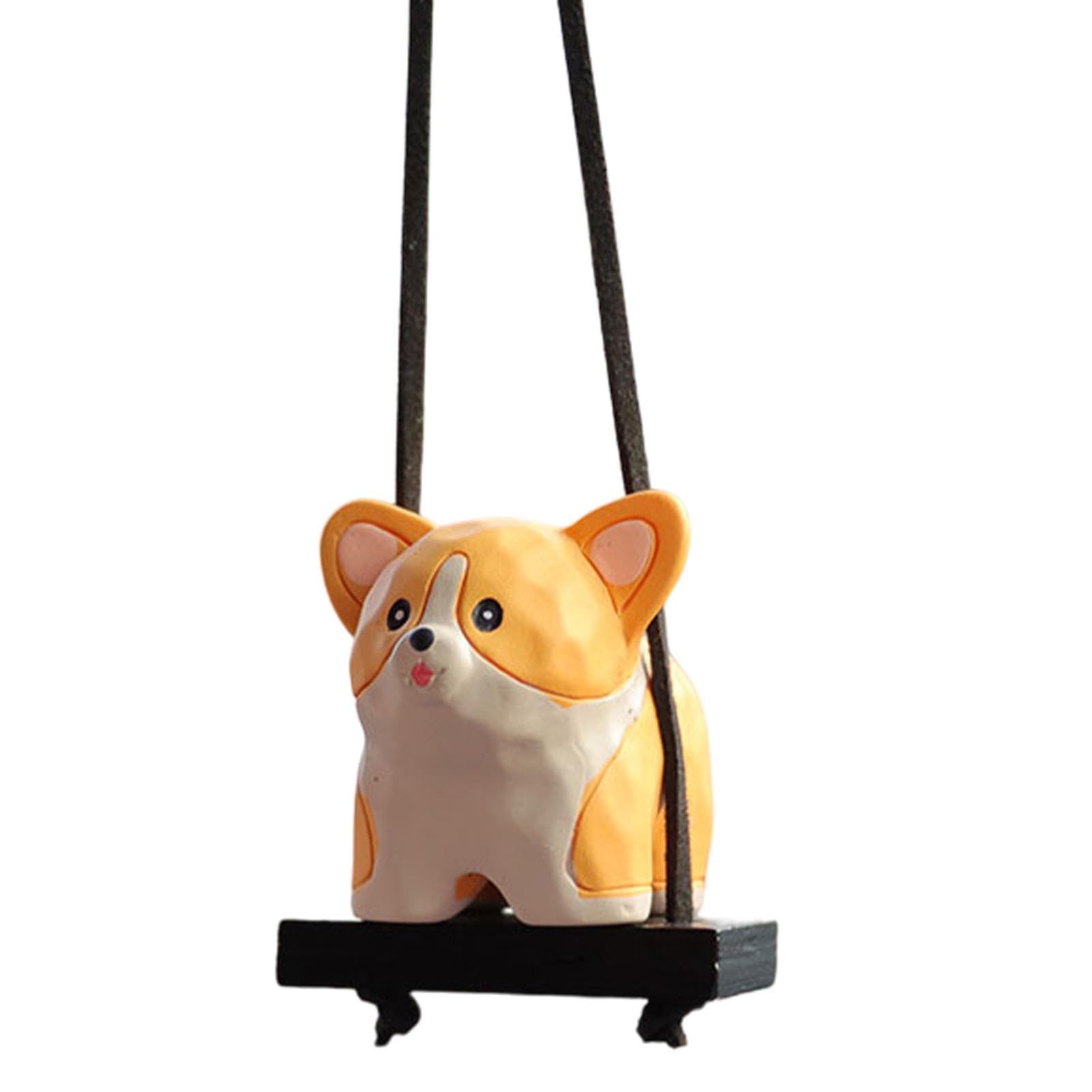 

Swinging Dog Car Ornament, Resin Animal Car Charm, Funny Rearview Mirrors Ornament, Car Decoration, corgi