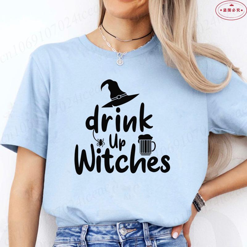 Funny Halloween Womens Tshirts Drink Up Witches Shirt Oneck Short Sleeve Tees Women Tshirts Fashion Casual Tees Clothing