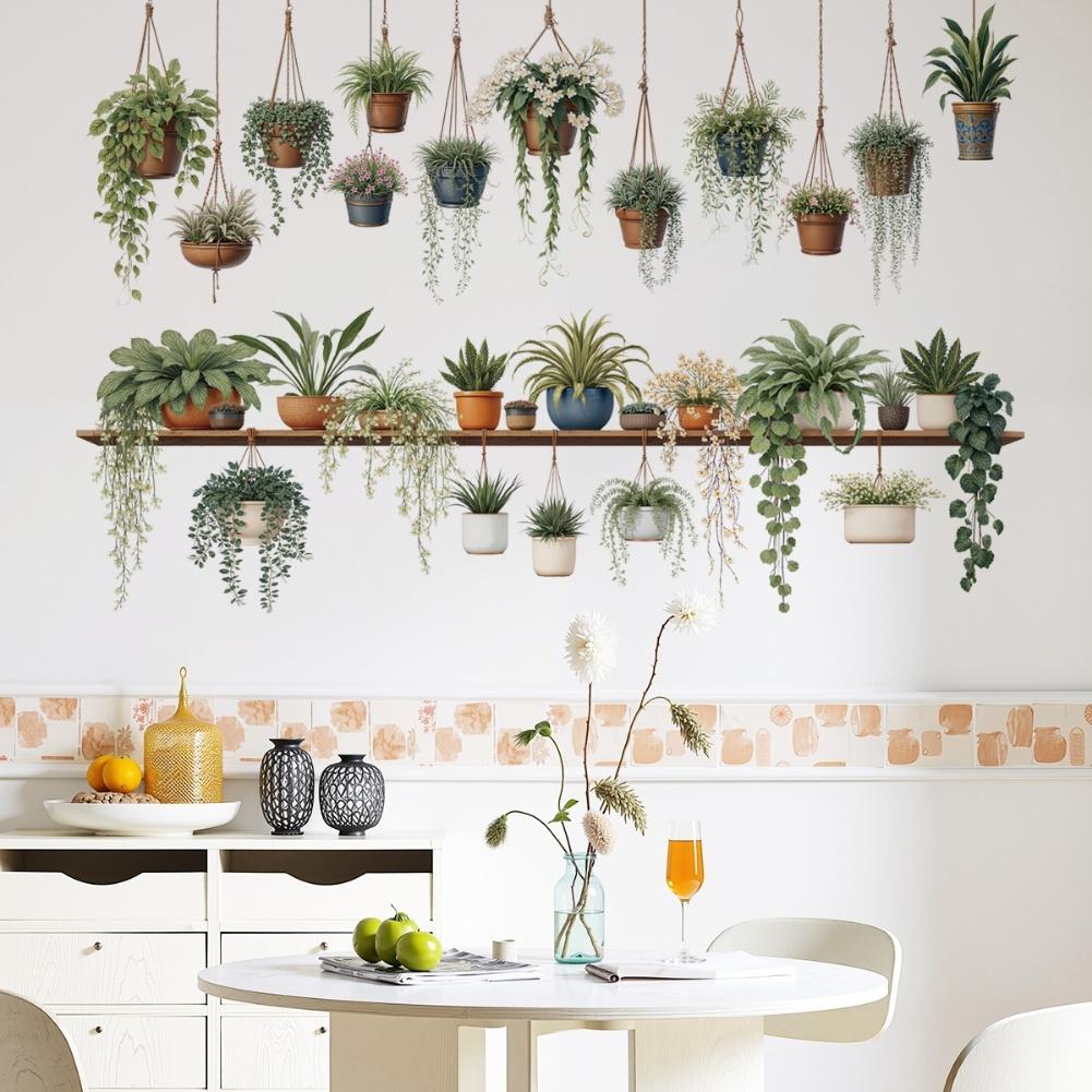 Interior Design Green Plants Wall Decal Easy Application Wall Stickers Artificial Creative Customization Stickers