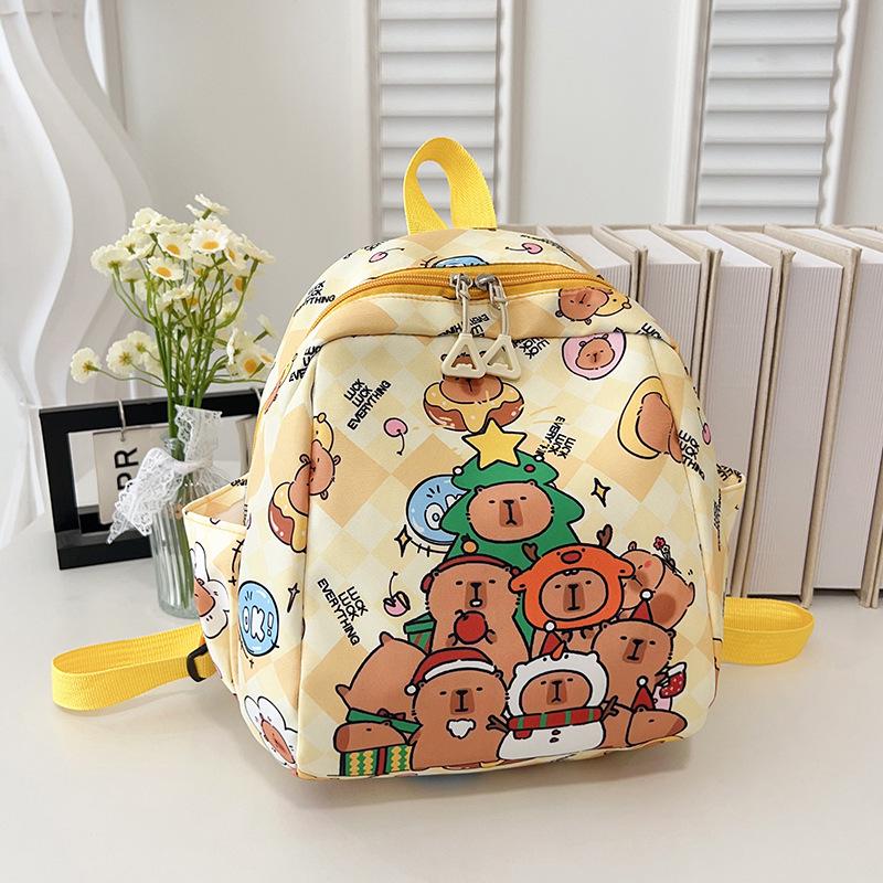 Large Capacity Capybara Print Nylon Backpack for Kids One Size жёлтый