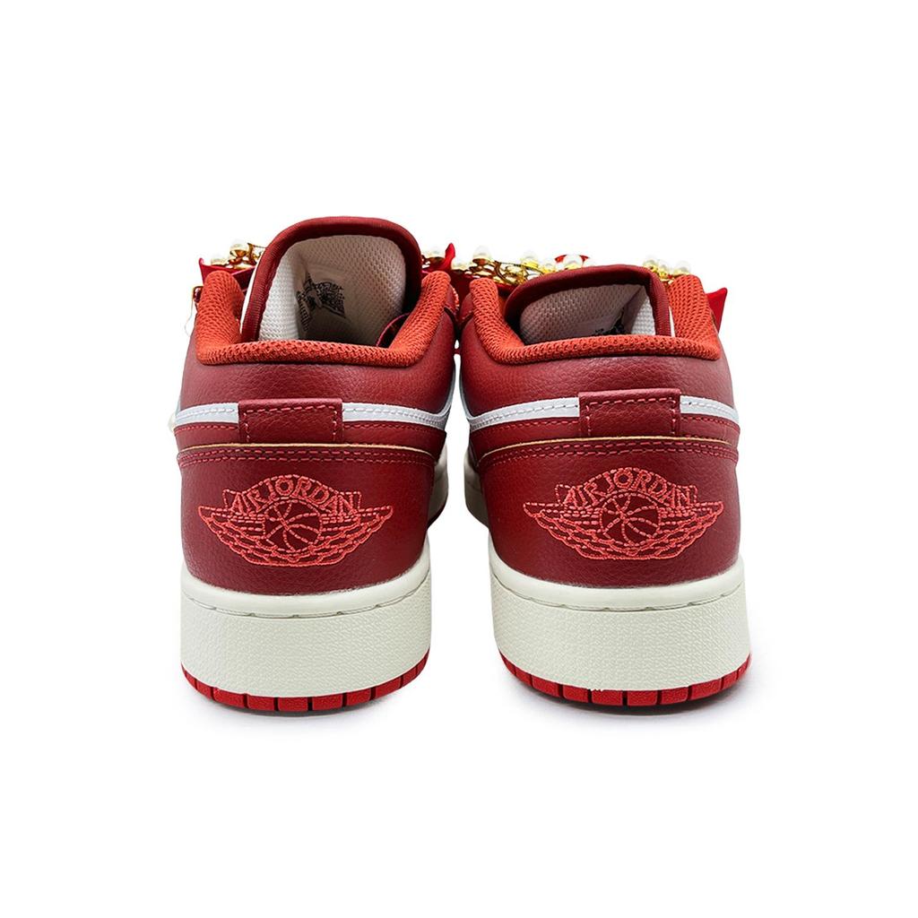 Jordan Air Jordan 1 Newlywed Abrasion Resistant Low Top Vintage Basketball Shoes Unisex Red FJ3465-160(Team486- S)