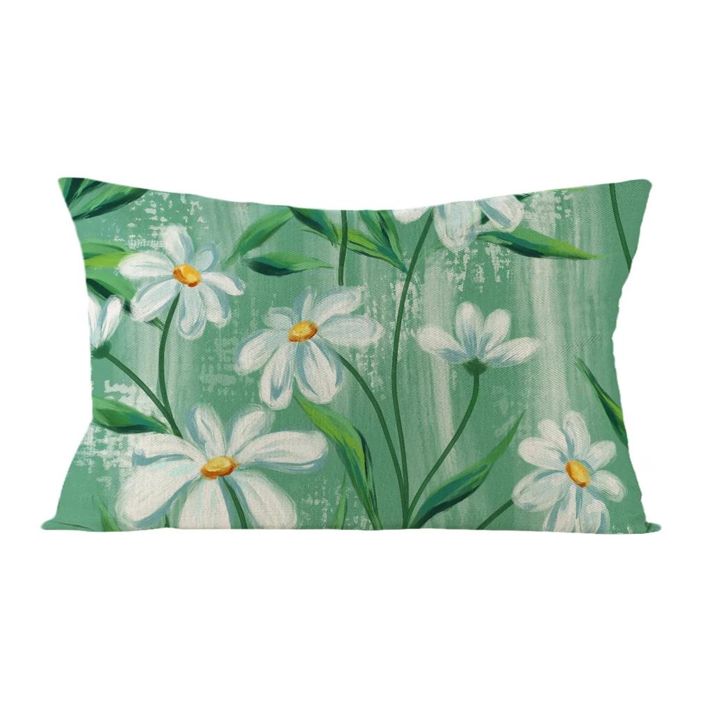 Rectangular Floral Plant Print Cushion Cover Sofa Chair Car Pillow Cover Decorative Sofa