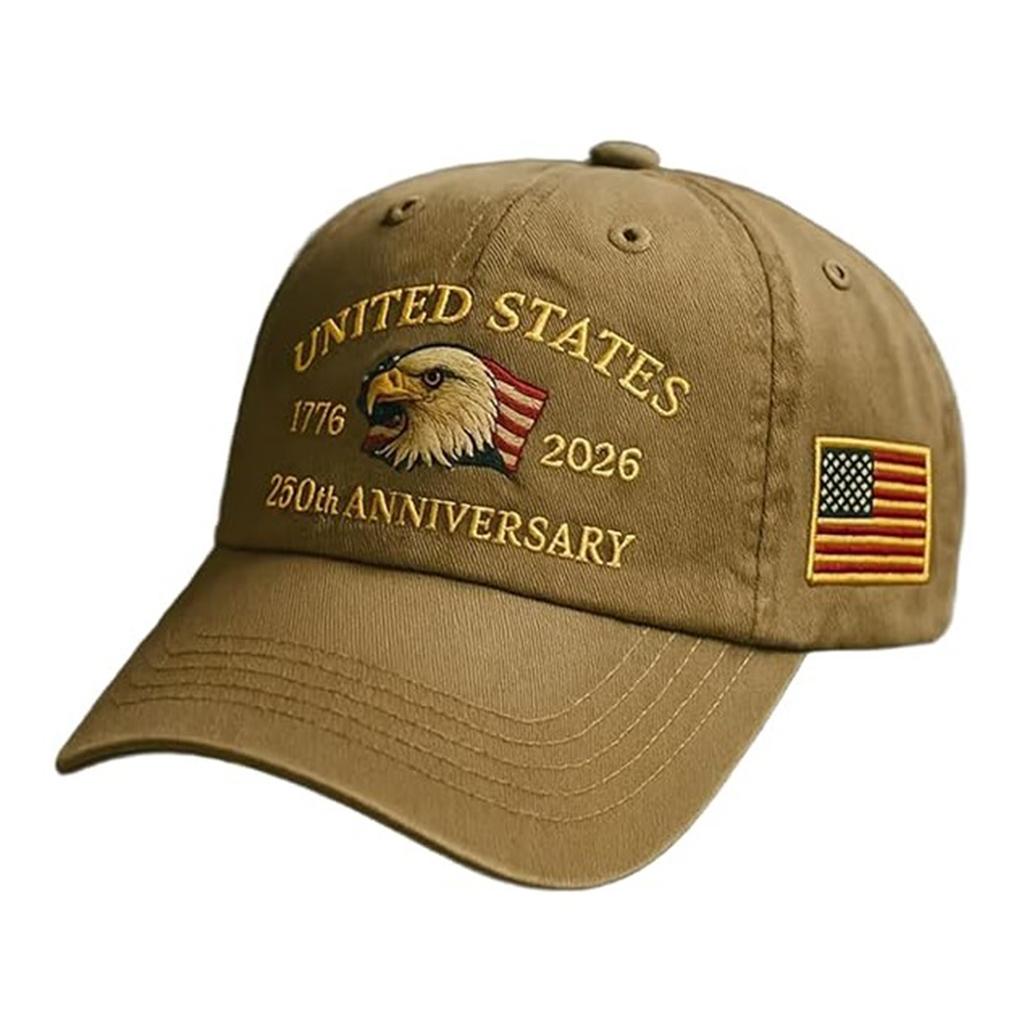 US 250th Anniversary Soft Embroidery Peak Cap Breathable Retro Printed Baseball Hat for Activities Hiking Camping Picnic