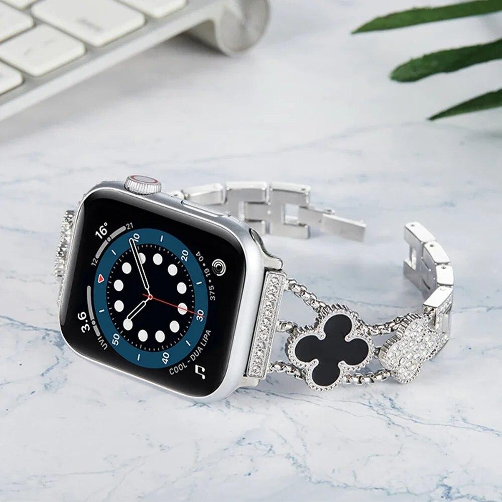 

Роскошный ремешок с бриллиантами для Apple Watch 38 мм 40 42 мм 44 мм 41 45 мм 49 мм для iWatch Series 8 7 6 5 4 3 se женский ремешок из нержавеющей стали 38mm 40mm 41mm