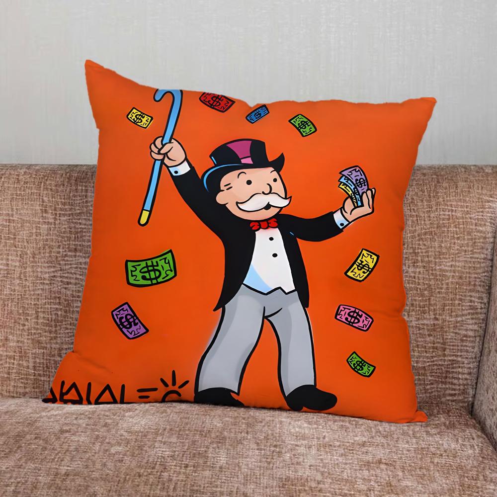 Alec M-Monopoly Draw Pillow Case For Home Bedroom Car Office Decoration Living Room Sofa Cushion Cover Suitable