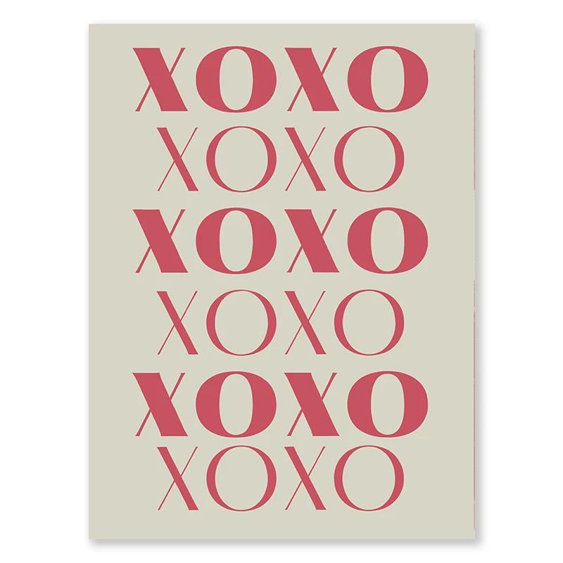 Valentýnský pár Láska Plakát Růžová Série Nástěnná malba Láska Třešeň Abeceda Moderní Tisk Obývací pokoj Ložnice Dekorace Plakát