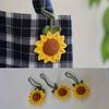 Handmade Crochet Sunflower Keychain With Green Leaf Charm For Backpack Decor Daily Use Gift For Sunflower Fans
