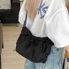 Korean Style Bow Crossbody Bag Pleated Drawstring Bag Cute Nylon Shoulder Bag  Travel