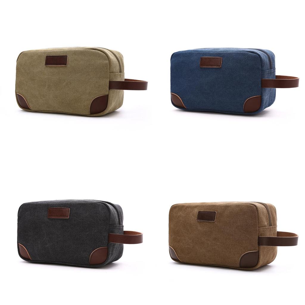 Korean Style Thick Casual Canvas Bag Solid Color Portable Coin Purse Unisex Storage Bag Makeup Bag