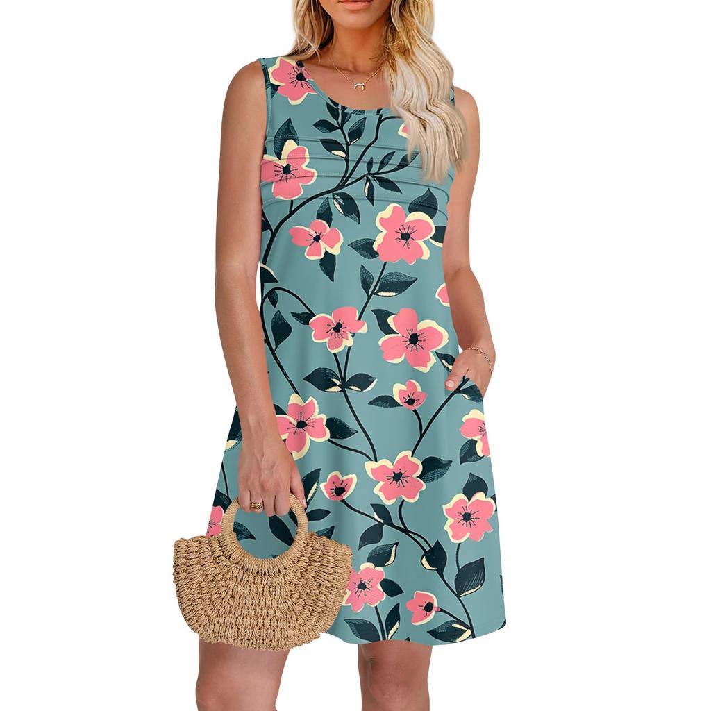 Women's Casual Sundress With Pockets Summer Boho Beach Dress,Holiday Hresses For Women Tank Dresses