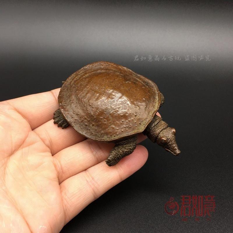 Solid Figurine Simulation Mini Cute Small Yuan Fish Old Copper Handheld Turtle Tea Pet