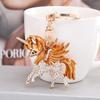 Unicorn Pendant Keychain with Diamond Inlay and Enamel Design