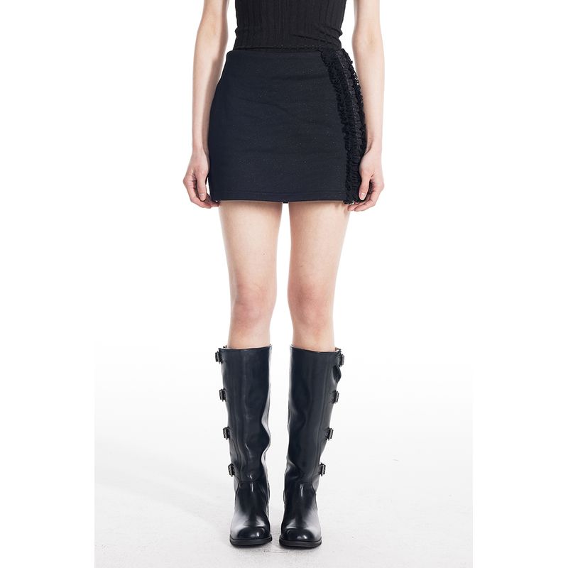 

Thelight Black Lace Ruffled High Waist Skirt Women s Summer Sexy Slim Looking Temperament Hip Skirt Skirt Black L