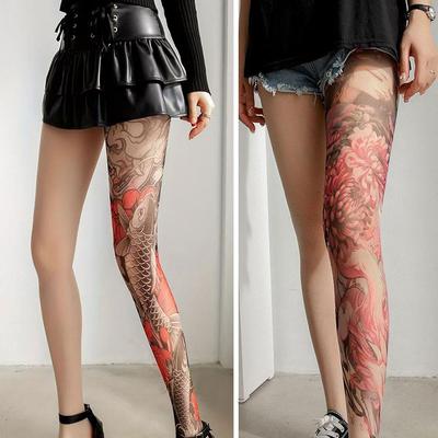 Chaussettes Tatouées Jambe Entière Protection Solaire Cyclisme Hommes Cool Personnalisées Conduite Femmes Pêche Chaussettes Élastiques Bas Sexy Japonais