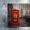 London Big Ben Rote Telefonzelle Retro Badezimmer Duschvorhang Wasserdicht Polyesterstoff Heimdekoration Kunst Badezimmer Vorhänge