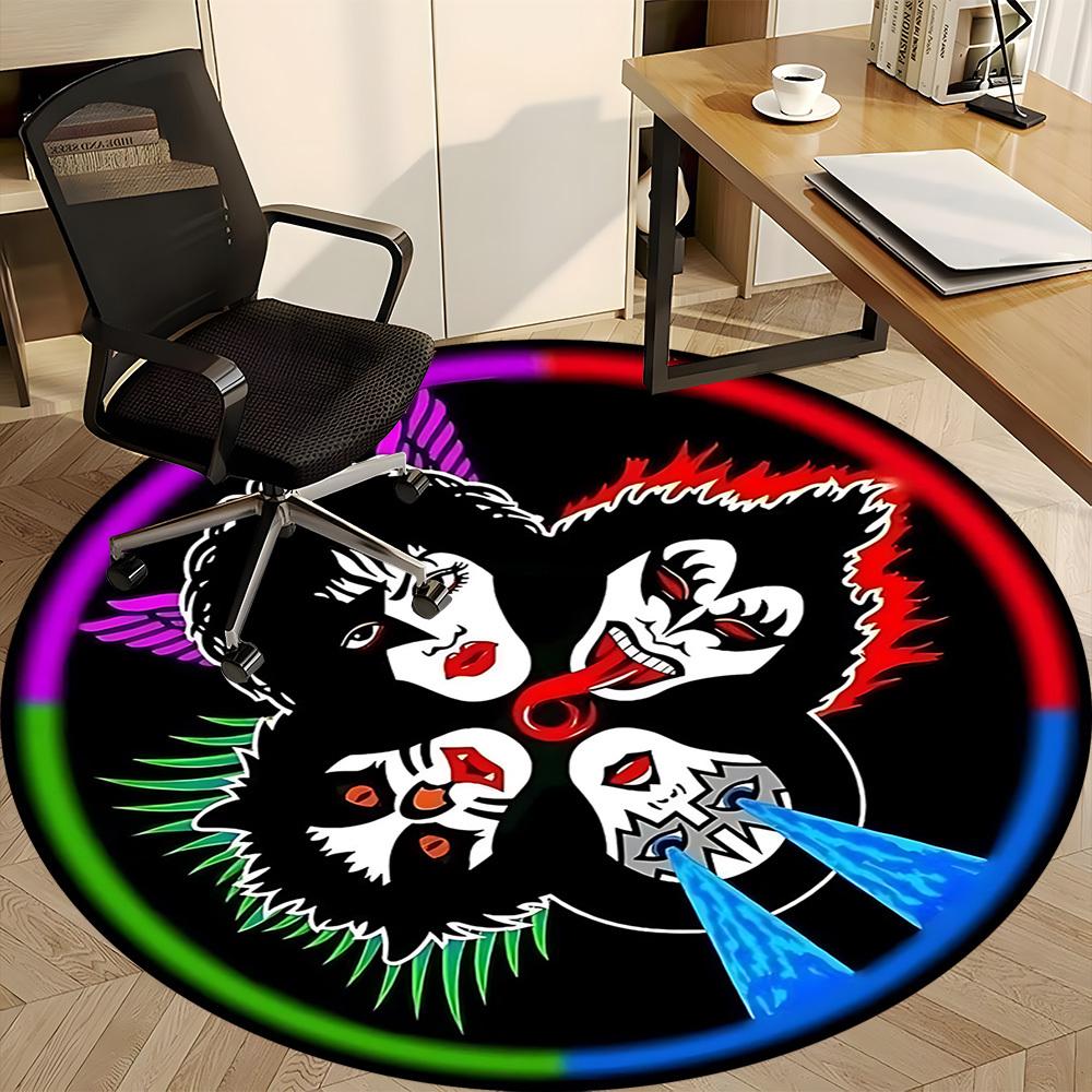 1pc KISS Band Office Round Area Rug, Under Office Chairs Bedroom Living Room Home Decor a1016261